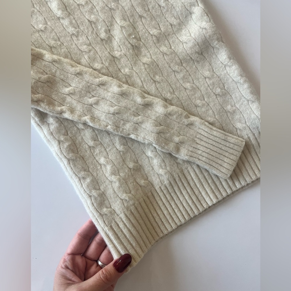 Kids Cream Cable Knit Sweater. 100% Cashmere